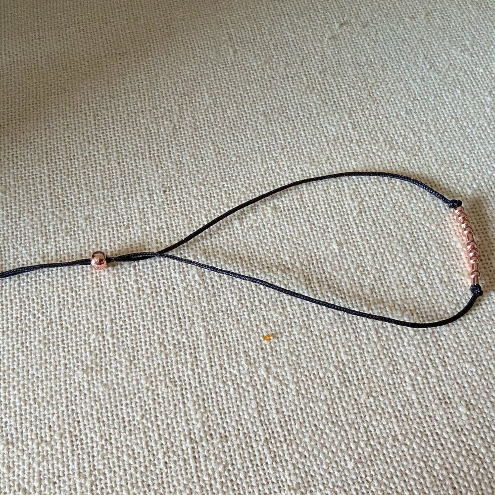 ROSE GOLD BEADS ON BLACK COTTON LINE #20